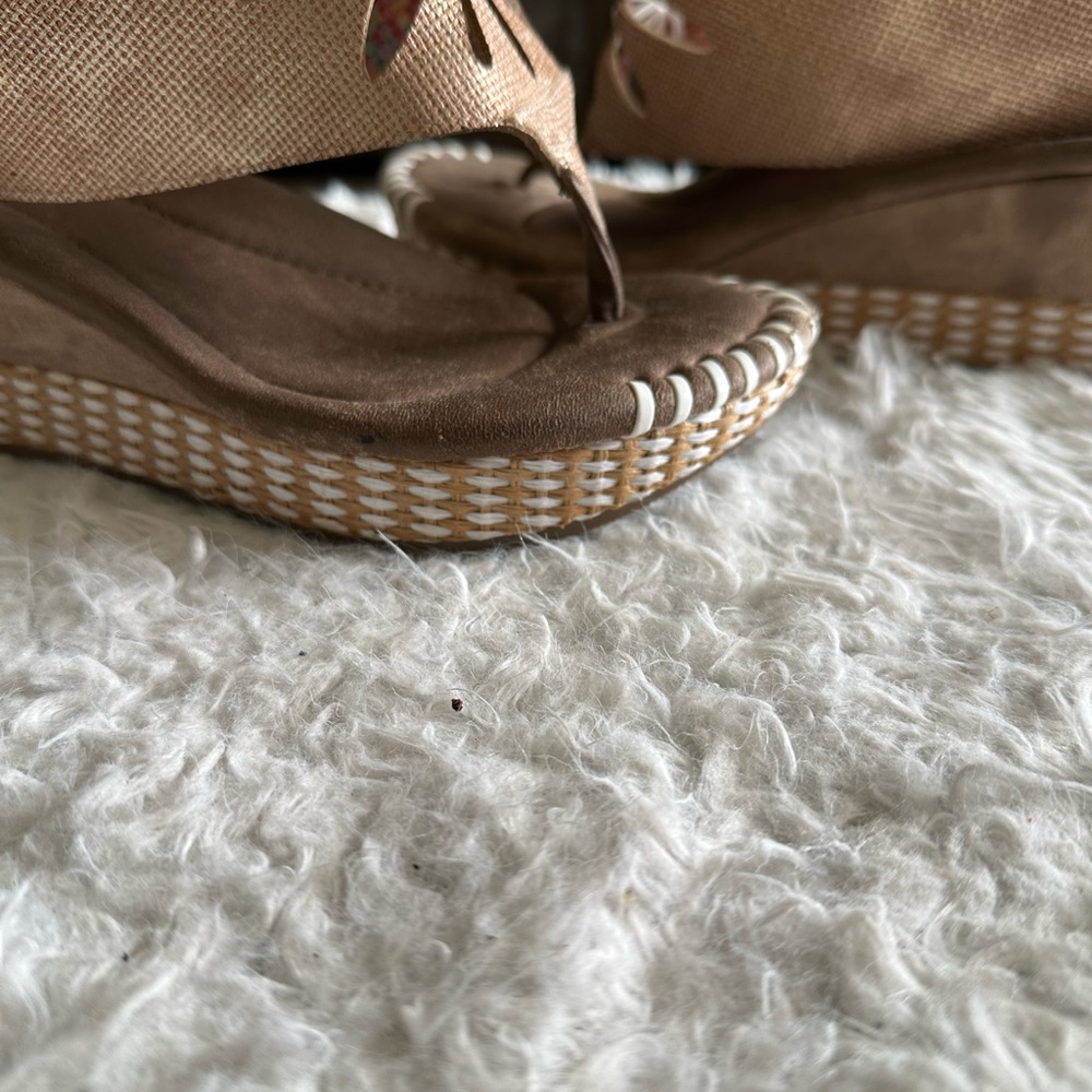 Modzori Reversible Flora-2 Sandals Sz 9 Women Cork Retro Boho Thong Cutout Wedge - Picture 5 of 15